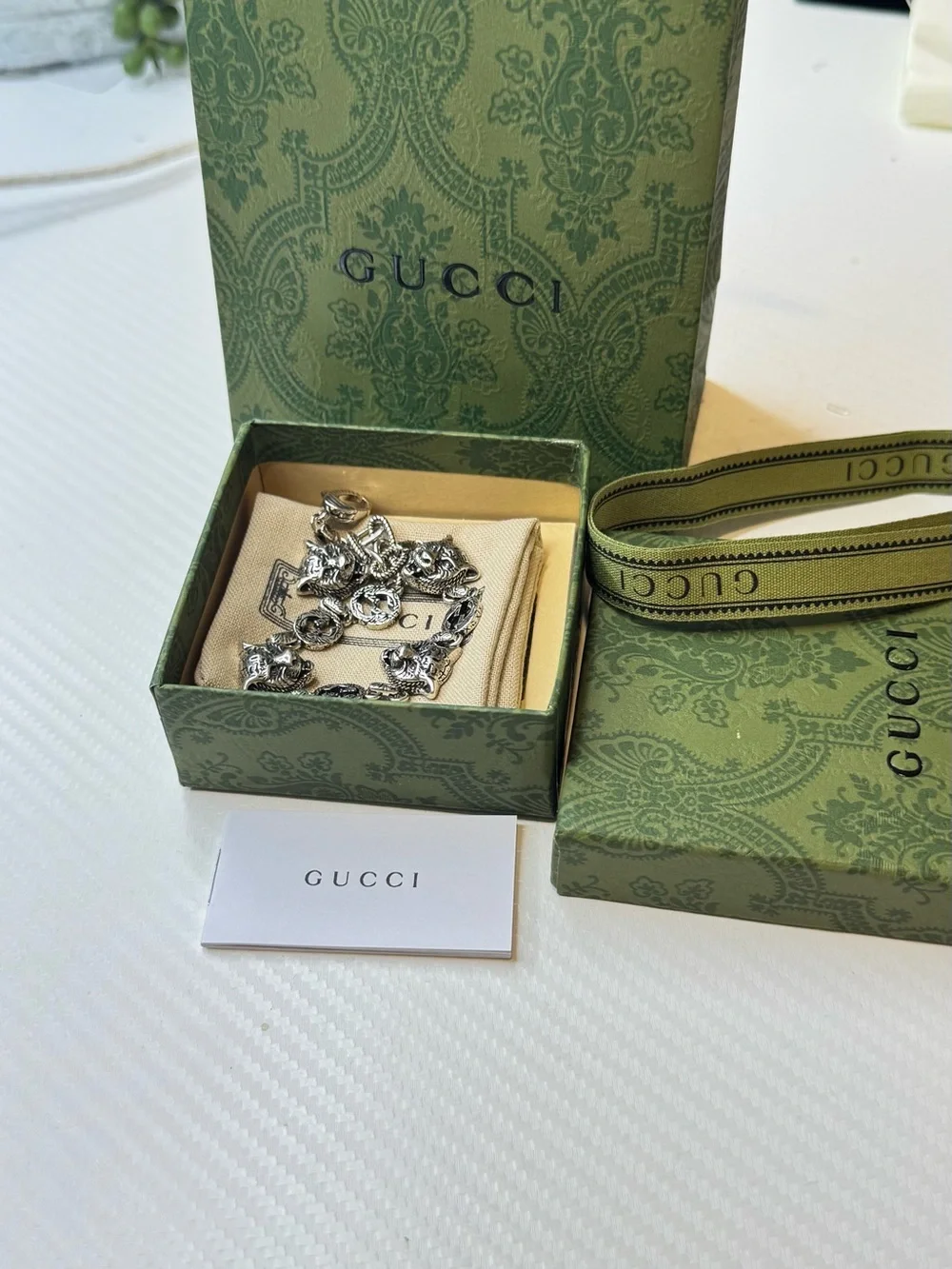 Gucci Silver-Tone Animal Head Charm Bracelet